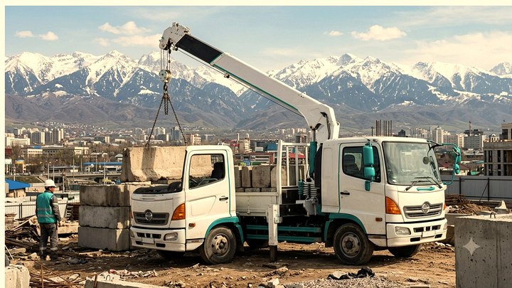 Перевозка тяжёлого оборудования манипулятором в Алматы — Almaty Trans